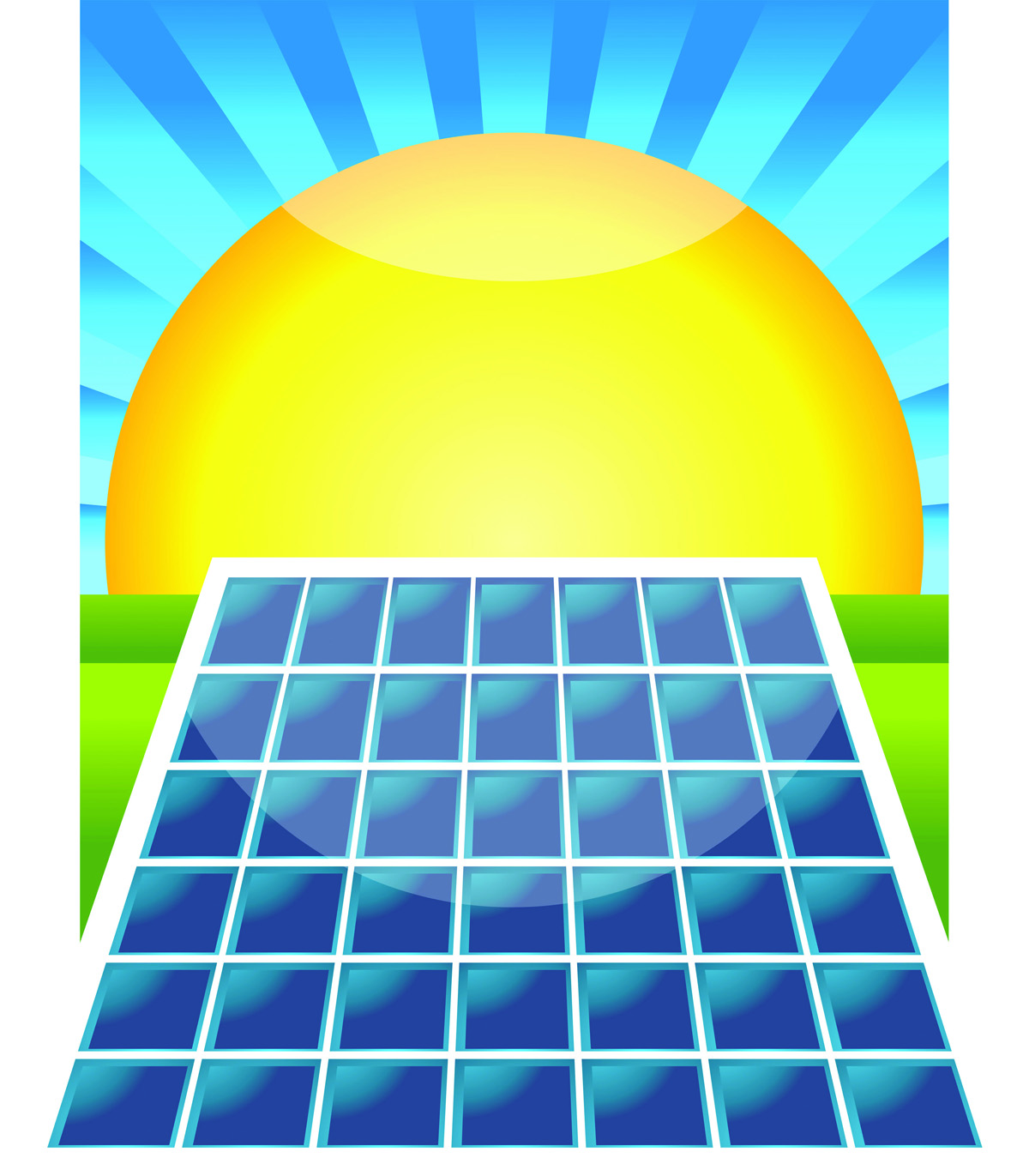 solar panel with sun